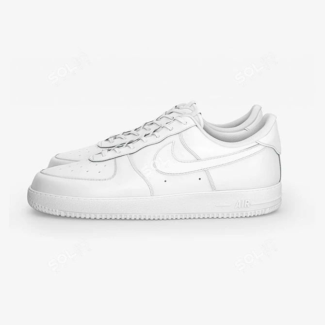 Nike AF1 White: Subdivision-Ready Sneakers 3D model image 2