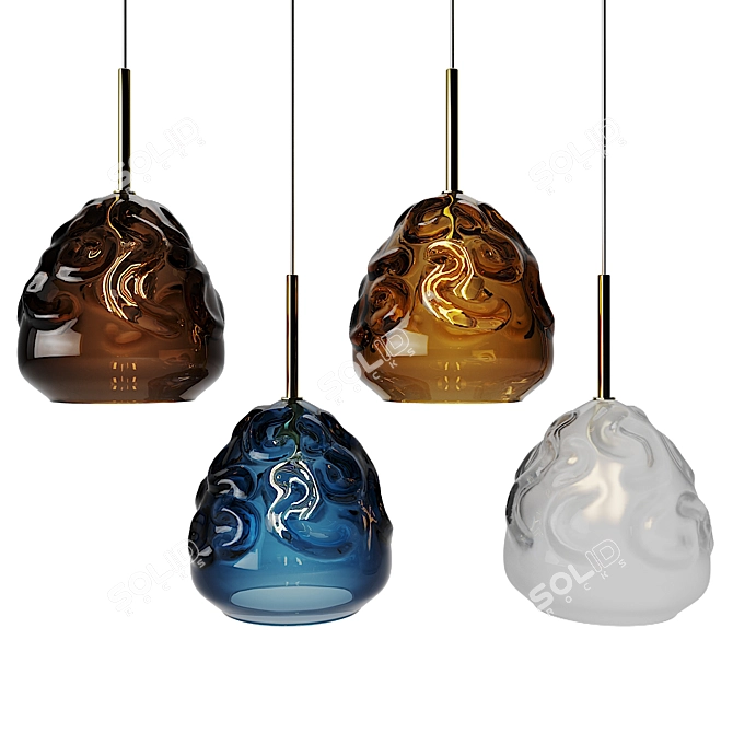 Bolle Luxe Glass Pendant Light 3D model image 1