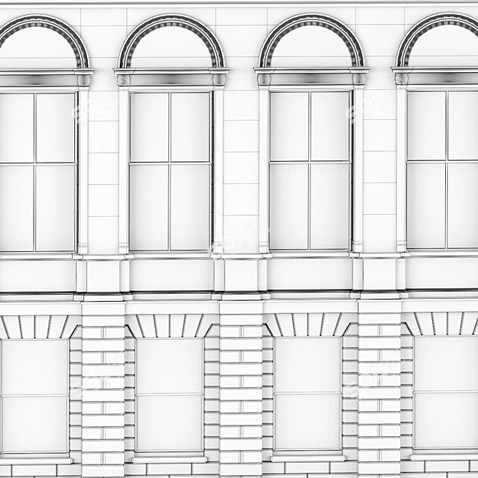 Classic Italian Palazzo Facade 3D model image 3