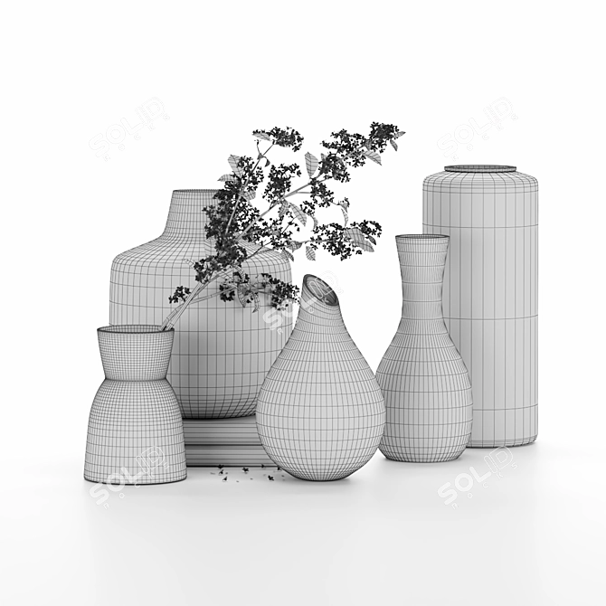 Elegant Blue Vases for V-Ray 3.1 3D model image 2