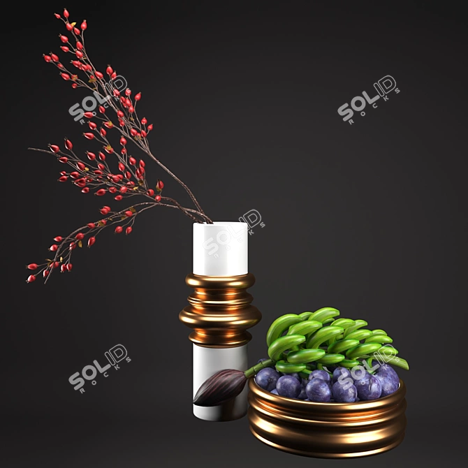 Elegant Ceramic Vase Set 3D model image 1