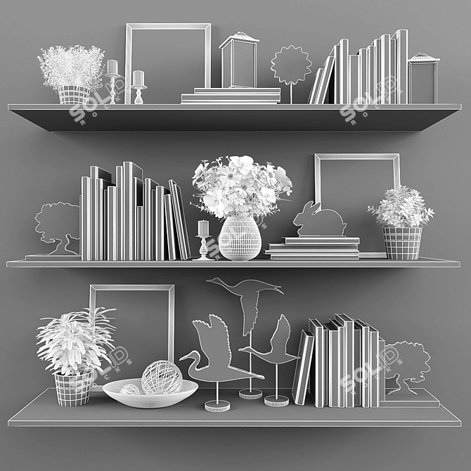 Elegant 51-Piece Decorative Set 3D model image 3