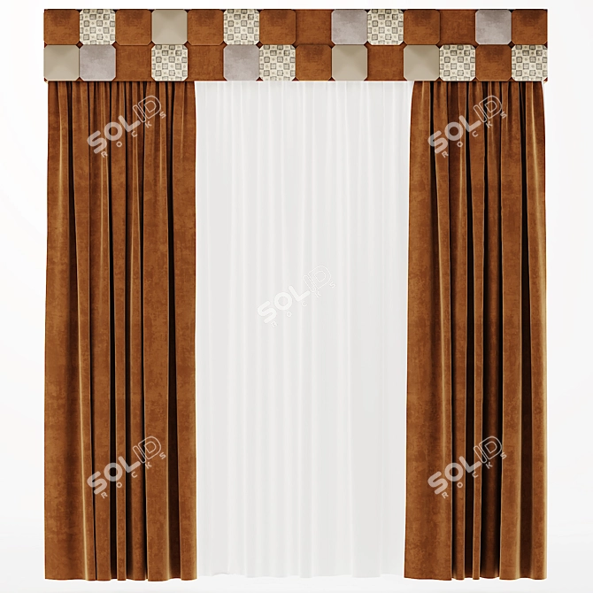 Lush Velvet Drapes 3D model image 1