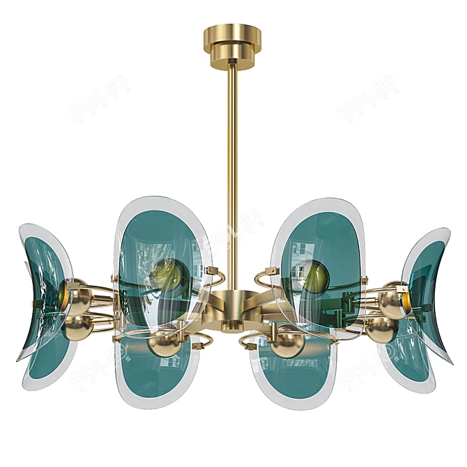 Turquoise Lily Glass Chandelier 3D model image 1
