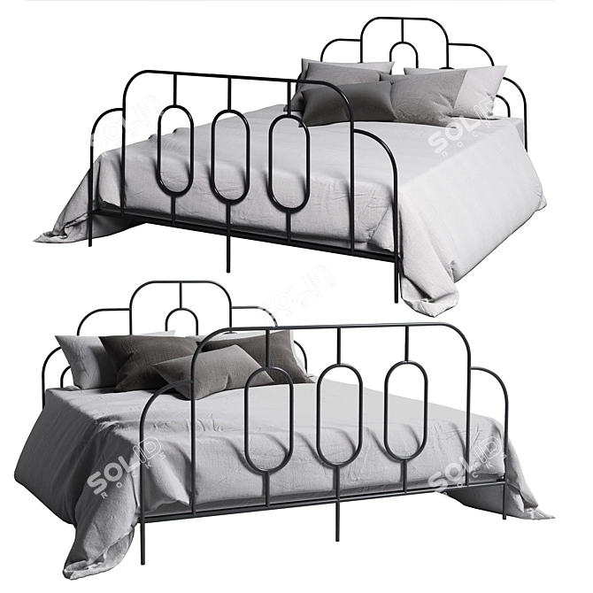 Vintage-Inspired Sheryl Metal Bed 3D model image 3