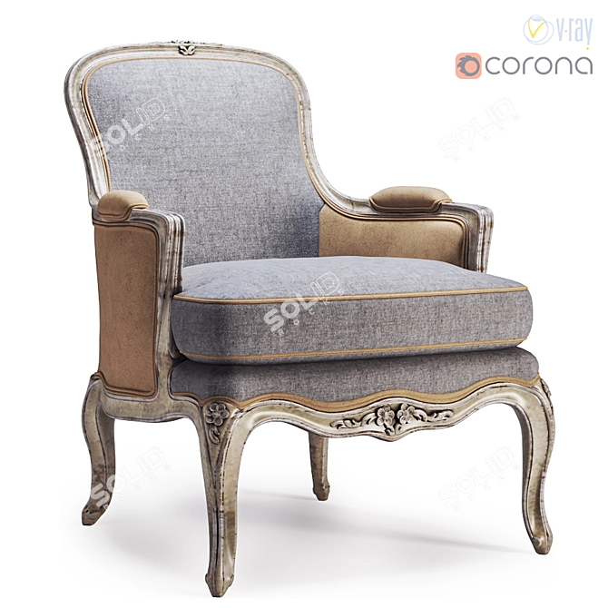 Vintage Wood Wing Chair: Mis en Demeure 3D model image 1