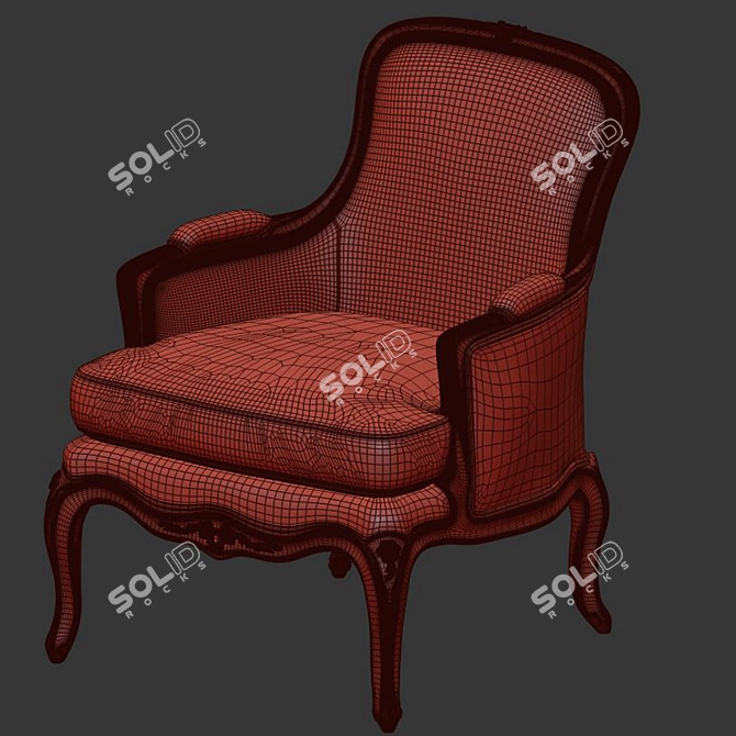 Vintage Wood Wing Chair: Mis en Demeure 3D model image 3