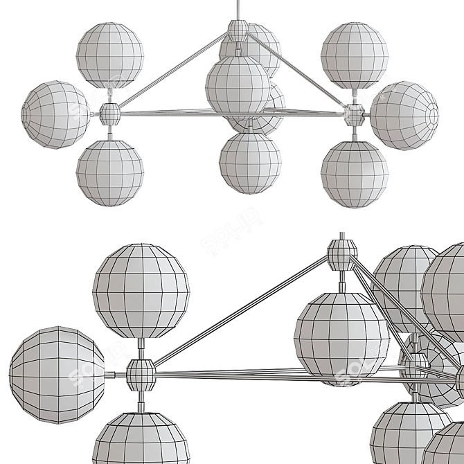 Modo Chandelier - 10 Globes 3D model image 2