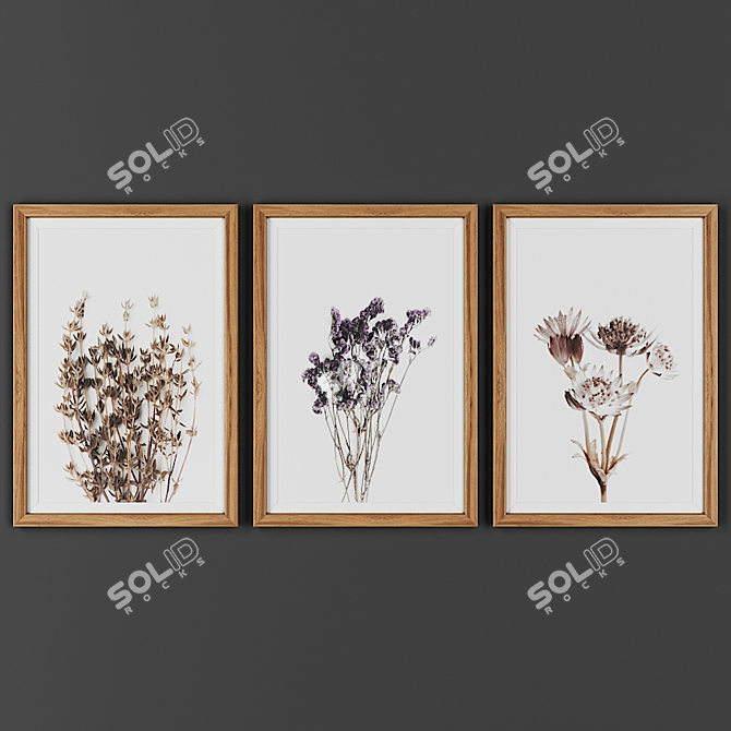 Wooden Frame Picture Set 3D model image 1