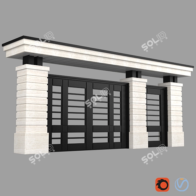 Sleek Steel Gate 3D model image 1