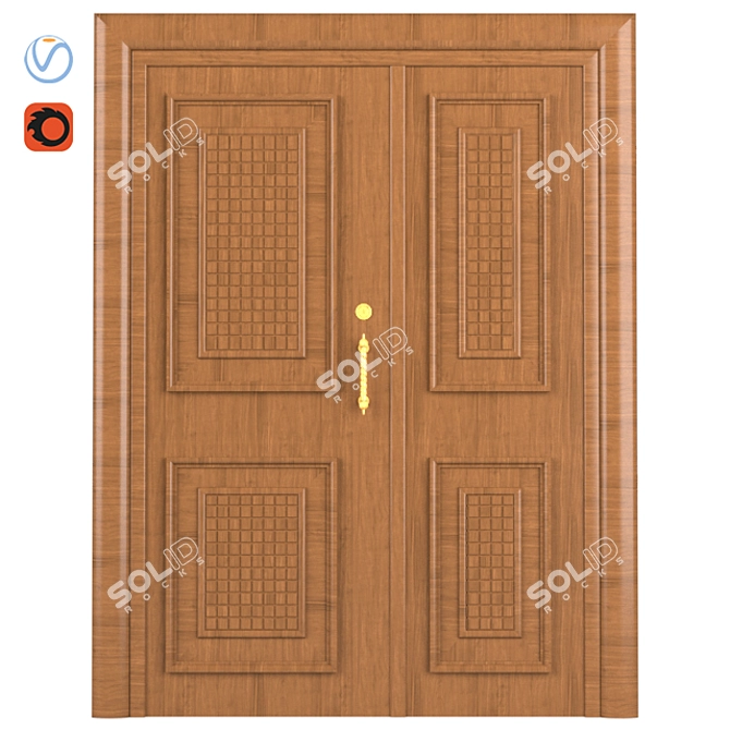 Elegant Entrance Door - 220cm x 170cm 3D model image 1