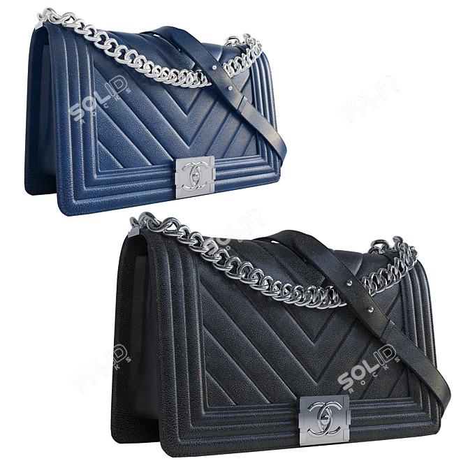 Chic Grained Calfskin Boy Handbag 3D model image 2