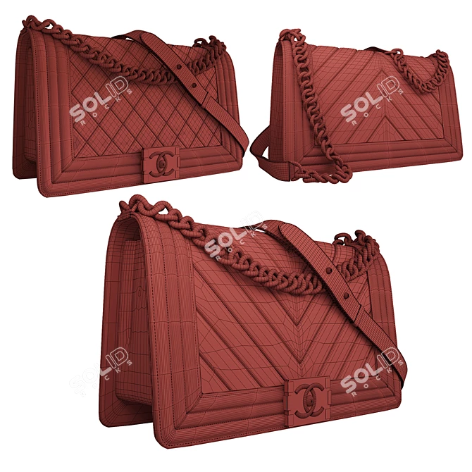 Chic Grained Calfskin Boy Handbag 3D model image 3