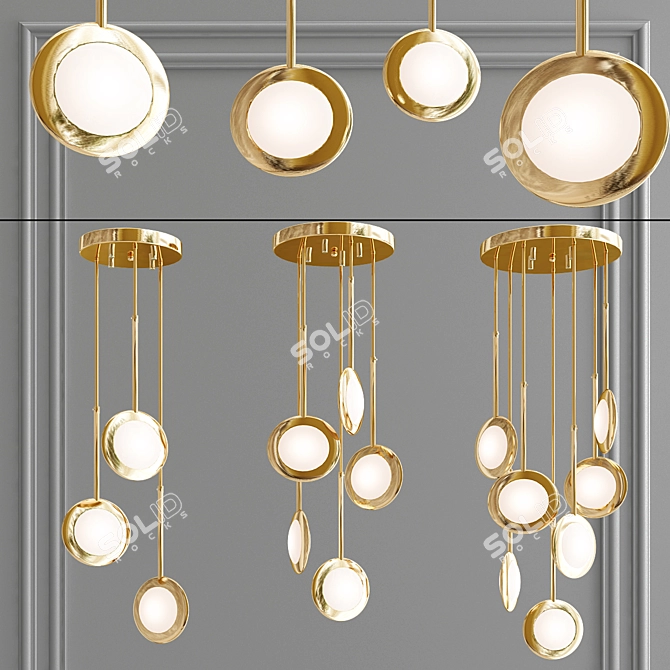 Gold Rim LED Pendant Light 3D model image 2