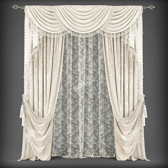 Elegant Poly Curtains 3D model image 1