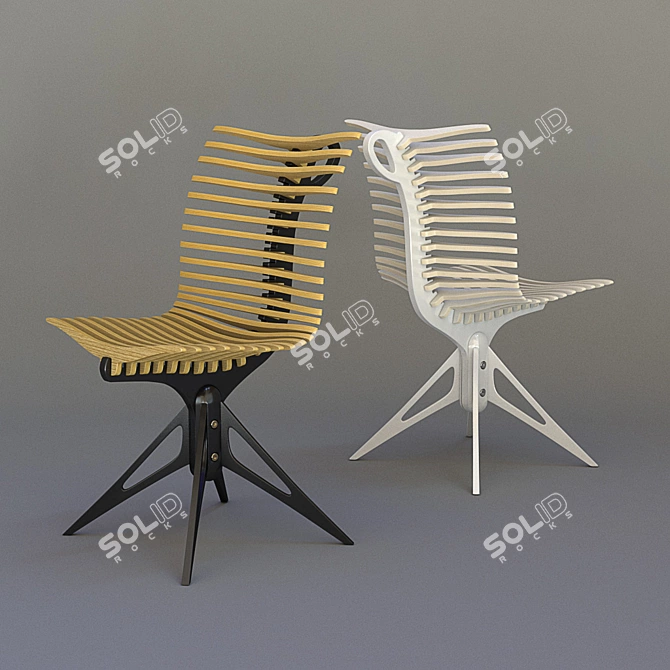 Elegant Skeleton Designer Chair 3D model image 4