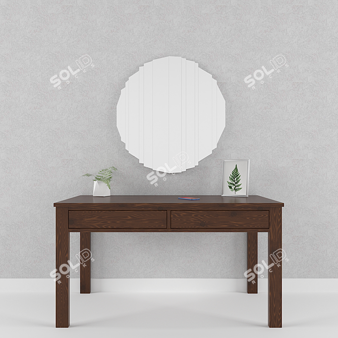 Elegant Mirror and Table Set 3D model image 1