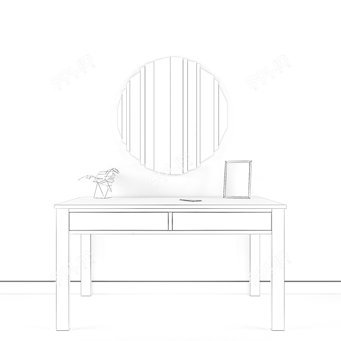 Elegant Mirror and Table Set 3D model image 3