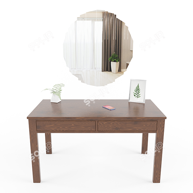 Elegant Mirror and Table Set 3D model image 4