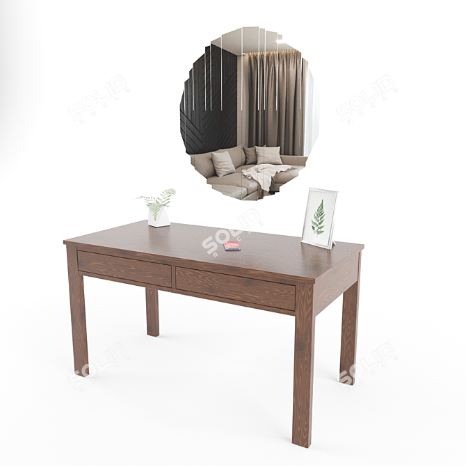 Elegant Mirror and Table Set 3D model image 5