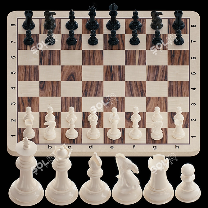 Modern Chess Set 3D model image 1