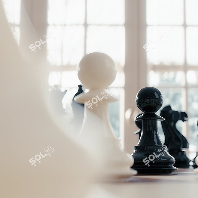 Modern Chess Set 3D model image 3