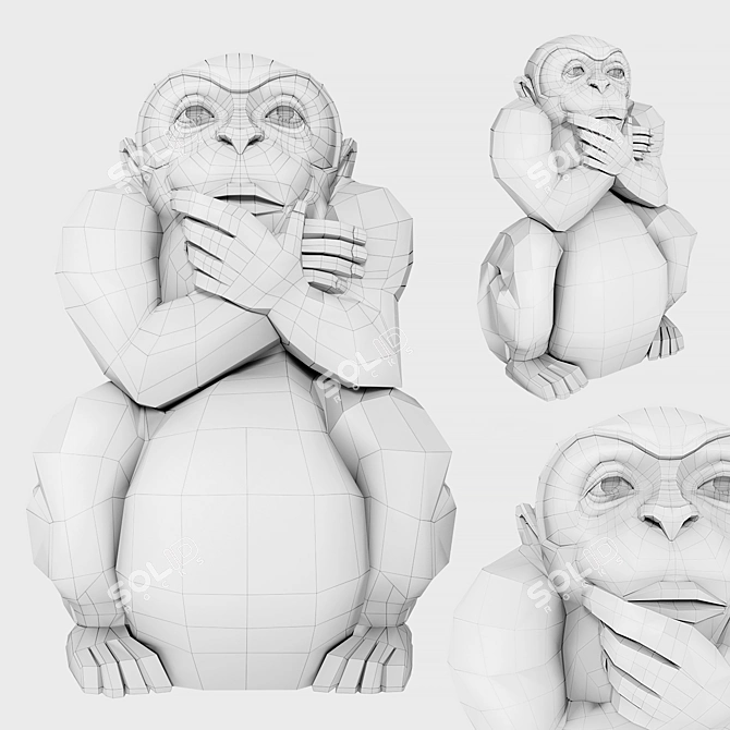 Zara Home Monkey Pillow 3D model image 4