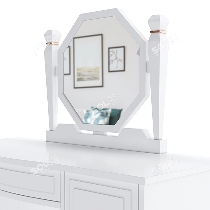 White and Copper Dressing Table (130cm Wide) 3D model image 2