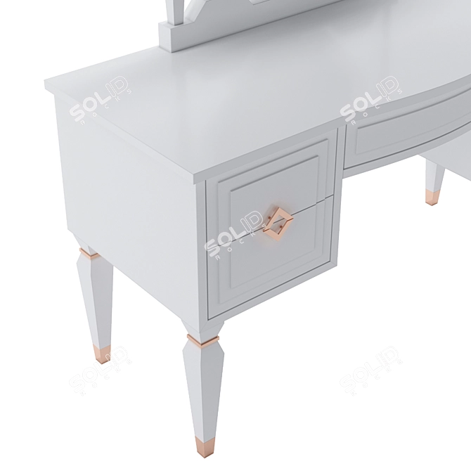 White and Copper Dressing Table (130cm Wide) 3D model image 3