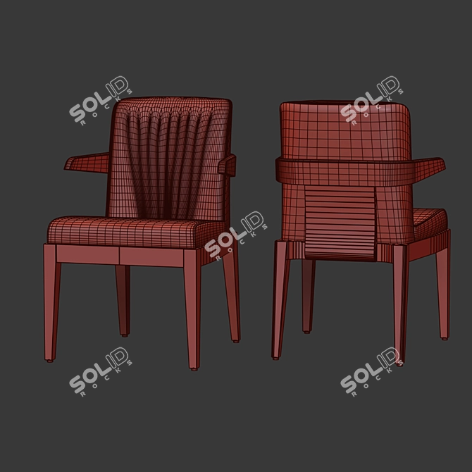 Title: SAFFRON Solid Wood Chair 3D model image 2