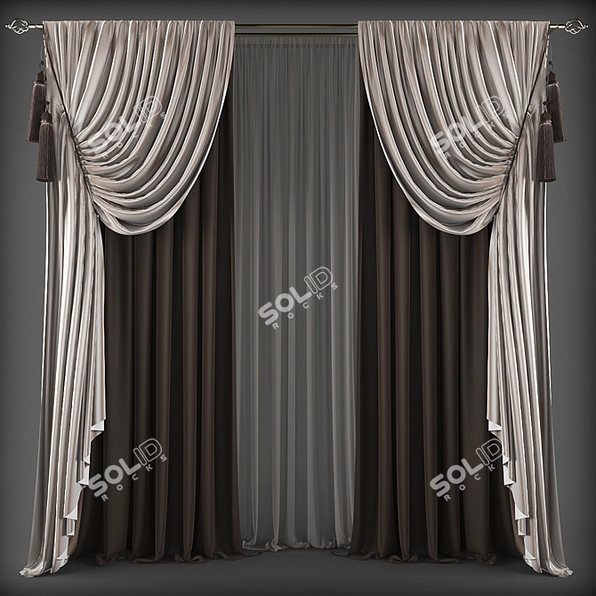 Elegant Polys Curtain Set 3D model image 1