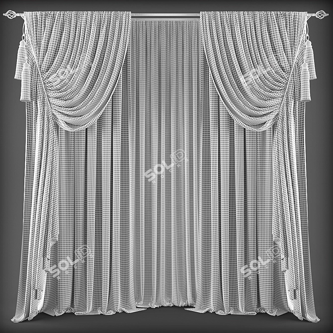 Elegant Polys Curtain Set 3D model image 2