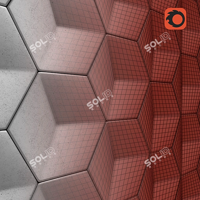 Hexahedral 3D Panel: Stunning Design 3D model image 5