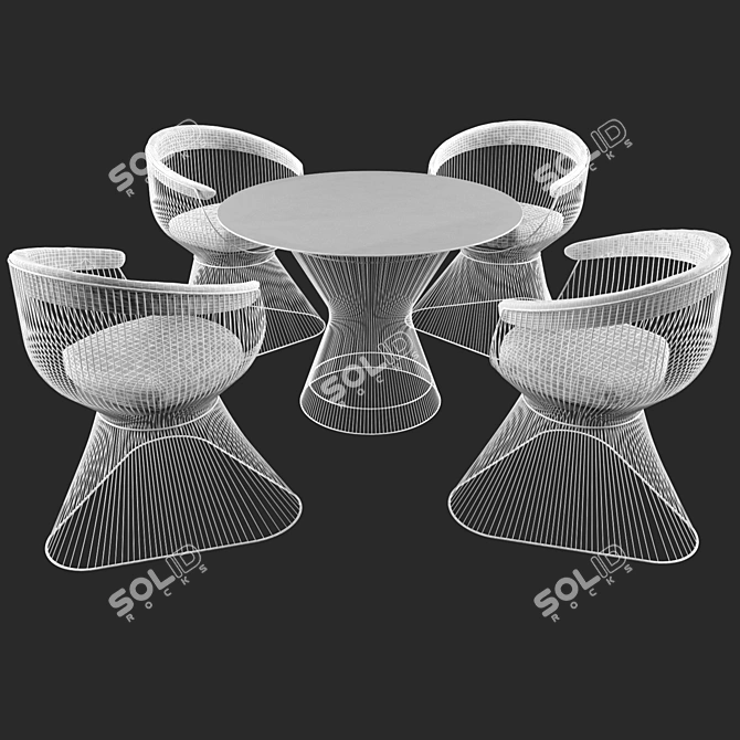 Modern Collins Dining Table Set 3D model image 3