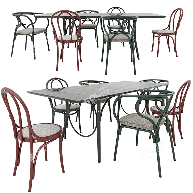 Elegant Thonet Vienna Seating Set 3D model image 1