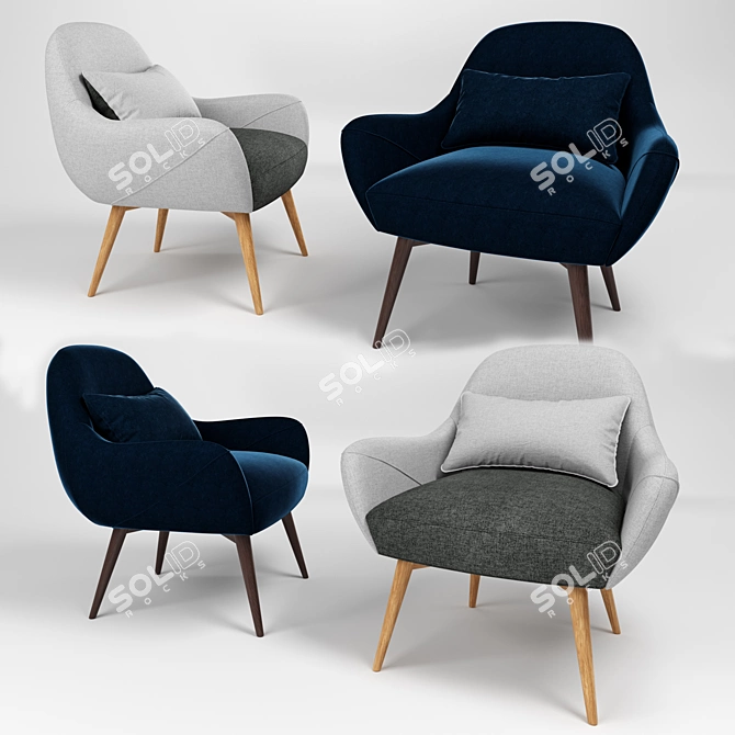 Luxe Lule Accent Armchair: Stylish and Comfortable 3D model image 1