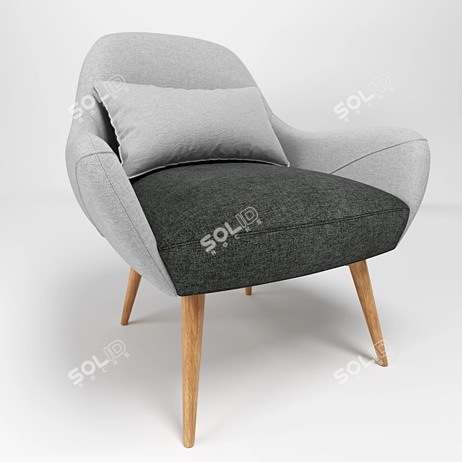 Luxe Lule Accent Armchair: Stylish and Comfortable 3D model image 4