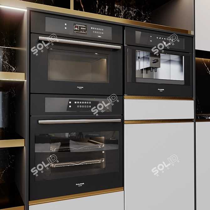 Modern Kitchen Set with Appliances 3D model image 3