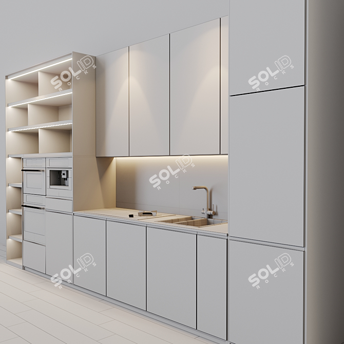 Modern Kitchen Set with Appliances 3D model image 4