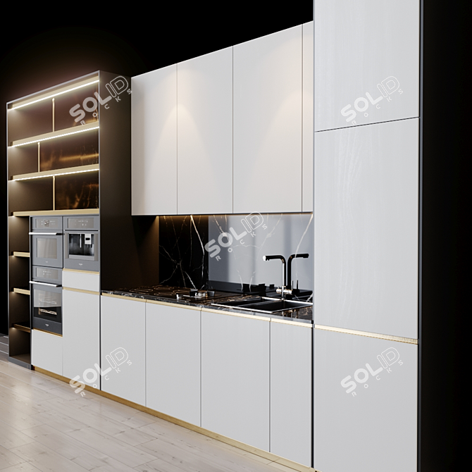 Modern Kitchen Set with Appliances 3D model image 5