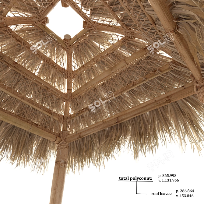 Bamboo Paradise: Exquisite Hut & Cozy Bed 3D model image 2