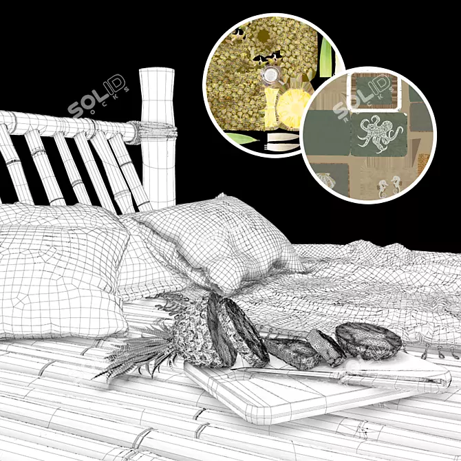 Bamboo Paradise: Exquisite Hut & Cozy Bed 3D model image 5