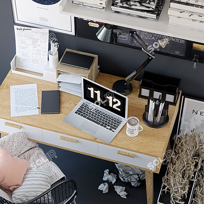 Scandi Style Office Set 3D model image 3