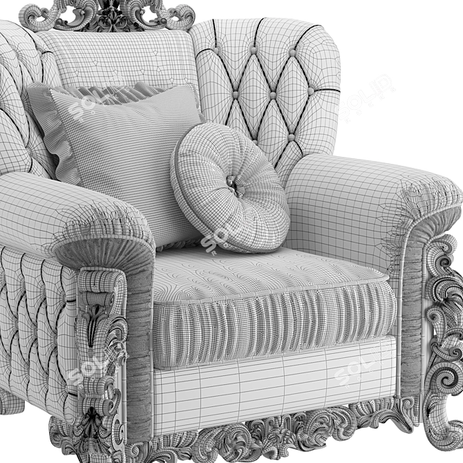 Italian Handcrafted Gold Accent Armchair - A.R. Arredamenti Excelsior 3D model image 3