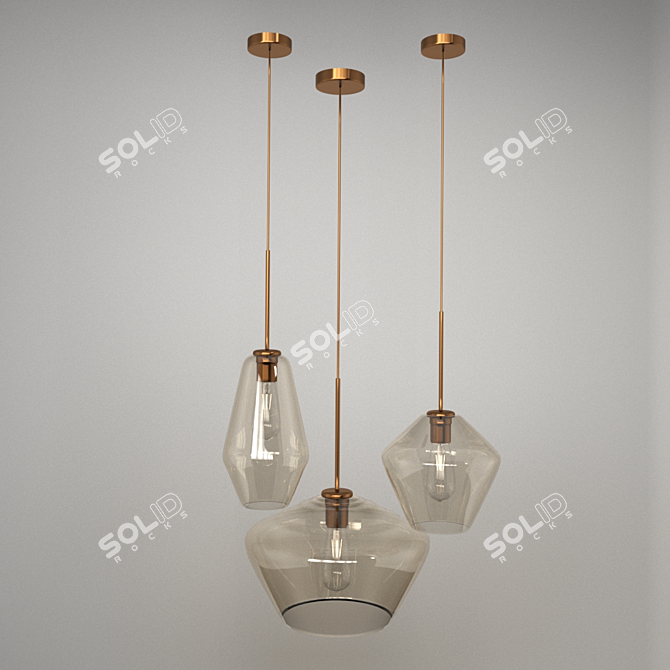 Scandinavian Pendant Lights Set 3D model image 1