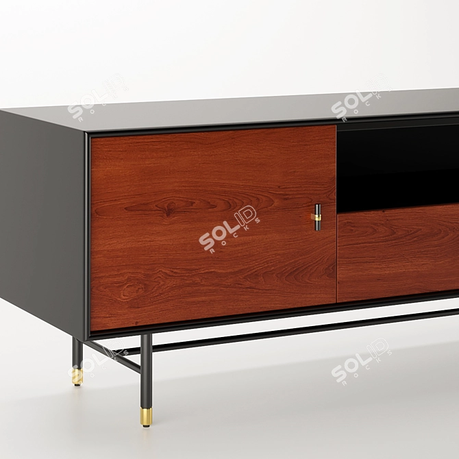 Modern Wood & Lacquer Media Console 3D model image 5