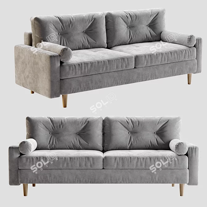 Elegant Gray Sofa, Perfectly Sized 3D model image 1