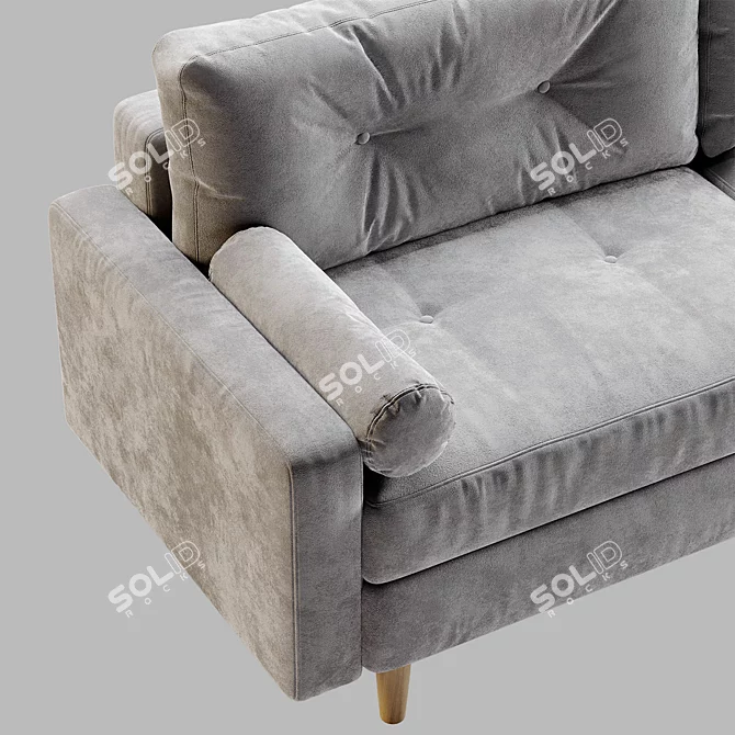 Elegant Gray Sofa, Perfectly Sized 3D model image 2