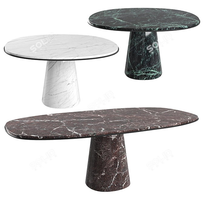 Modern Red and Green Marble Dining Table | Meridiani OWEN 210/140 3D model image 1