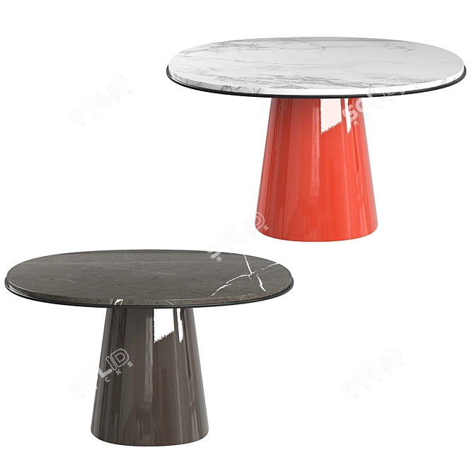 Luxurious OWEN Lounge Table with Glossy Marble Top 3D model image 1